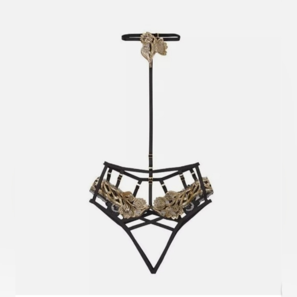 Victoria Secret Very Sexy black and gold lingerie, size medium